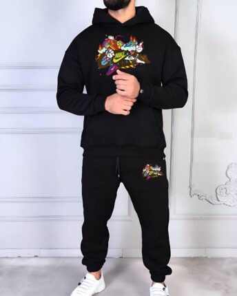 NIKE Men's Hoodie and Track Pants Set with Kangaroo Pocket & Zip Pockets for Winter Comfort