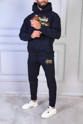 NIKE Men's Hoodie and Track Pants Set with Kangaroo Pocket & Zip Pockets for Winter Comfort