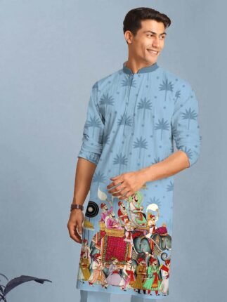Silk Digital Printed Kurta