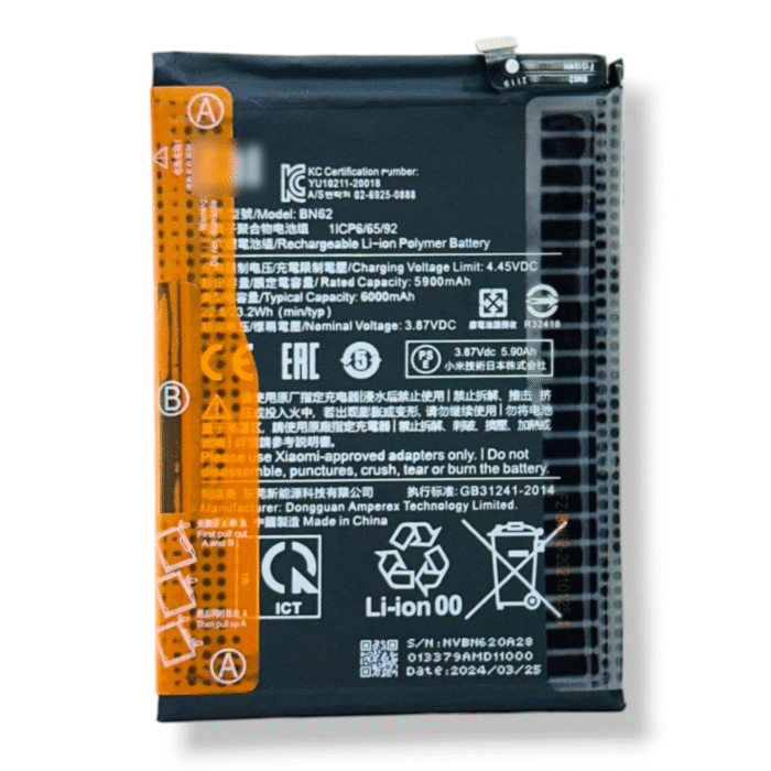 BN62 Battery For Xiaomi Redmi 9 Power I Note 9 I Poco M3 – 6000mAh
