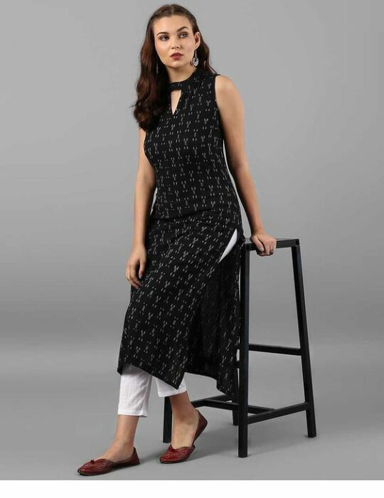 Printed Cut-Sleeves Kurti with Pant