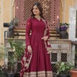 Star Georgette Gown with embroidery, Zari & sequins work