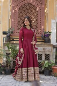 Star Georgette Gown with embroidery, Zari & sequins work