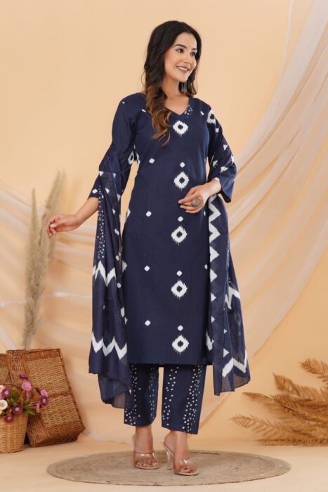 Blue Cotton Kurta Set