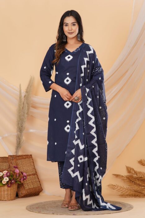 Blue Cotton Kurta Set