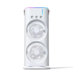 portable spray fan, double-ended misting fan, 3-hole cooling fan, USB air cooler, humidifying fan with lamp, desk misting fan, mini air humidifier fan, personal cooling fan, table fan for home office, compact USB fan