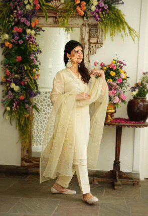 Women's Soft Chanderi Kurta with Foil Mirror