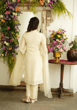 Women's Soft Chanderi Kurta with Foil Mirror