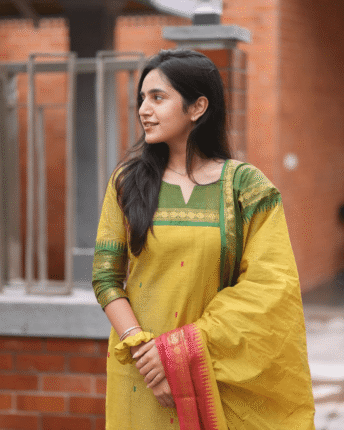 Kanchi cotton suit set, jacquard weaving cotton dress, ethnic suit for women, hand zari work suit, south Indian traditional wear, cotton top pant dupatta set, Kanchi design suit, cultural print salwar set, festive Indian wear for women