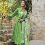 A-line kurti, embroidered yoke kurti, lace kurti for women, ethnic wear kurti, festive kurti for women, stylish party wear kurti, elegant women's kurti, office wear kurti, designer lace kurti, latest kurti design