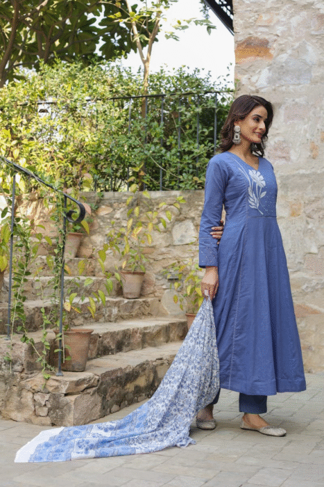 A-line kurti, embroidered yoke kurti, lace kurti for women, ethnic wear kurti, festive kurti for women, stylish party wear kurti, elegant women's kurti, office wear kurti, designer lace kurti, latest kurti design