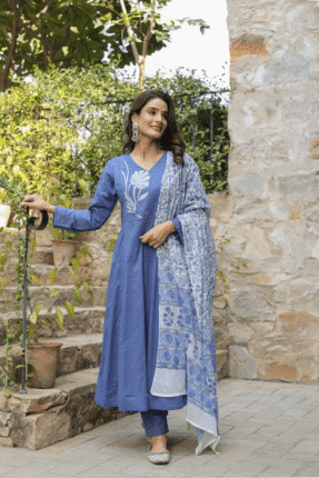 A-line kurti, embroidered yoke kurti, lace kurti for women, ethnic wear kurti, festive kurti for women, stylish party wear kurti, elegant women's kurti, office wear kurti, designer lace kurti, latest kurti design