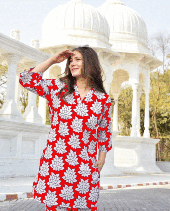 Kurta Pant Set for Women – Elegant V-Neck Design