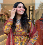 Shop the Anarkali Kurta Set – a stylish women's printed cotton kurta with pants and dupatta. Perfect for casual and festive occasions, offering comfort and elegance.