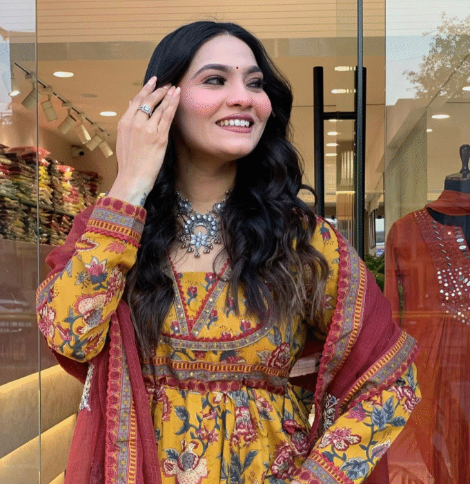 Shop the Anarkali Kurta Set – a stylish women's printed cotton kurta with pants and dupatta. Perfect for casual and festive occasions, offering comfort and elegance.