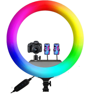 RGB Foldable 18-Inch Ring Light | Dimmable LED Ring Light with Tripod & Remote | Portable Studio Lighting for Makeup, Live Streaming & Photography