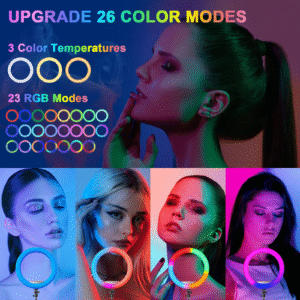 RGB Foldable 18-Inch Ring Light | Dimmable LED Ring Light with Tripod & Remote | Portable Studio Lighting for Makeup, Live Streaming & Photography