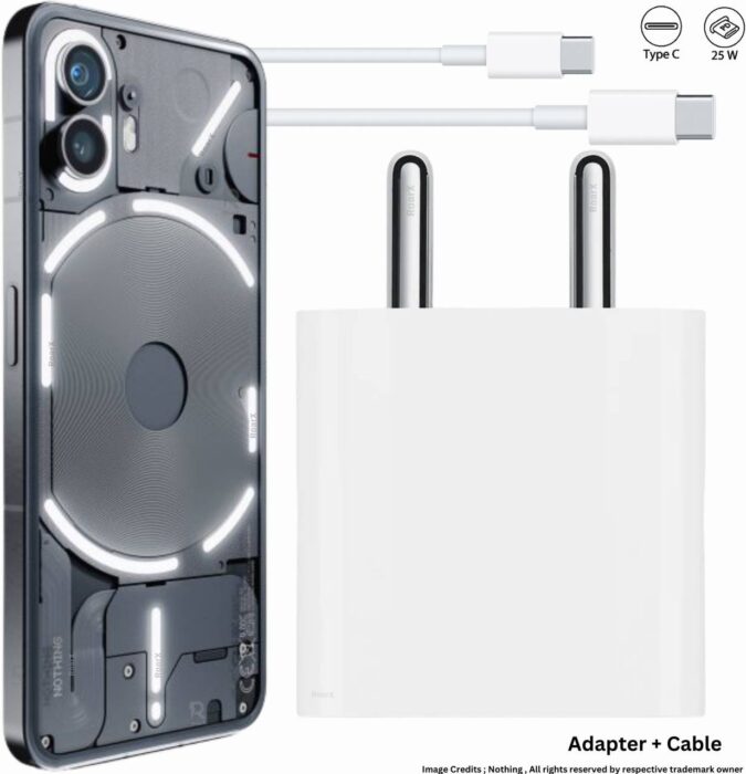 25W PD 3A Wall Charger for Mobile (White) – Type-C Rapid Charger for Nothing Phone 1 & Nothing Phone 2
