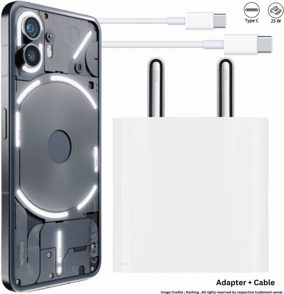 25W PD 3A Wall Charger for Mobile (White) – Type-C Rapid Charger for Nothing Phone 1 & Nothing Phone 2