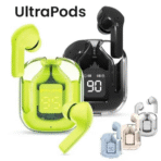Buy Ultrapods Pro True Wireless Earbuds with transparent design, Bluetooth 5.3, waterproof build, and LED battery display. Perfect for sports, music, and travel.