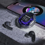Buy Ultrapods Pro True Wireless Earbuds with transparent design, Bluetooth 5.3, waterproof build, and LED battery display. Perfect for sports, music, and travel.