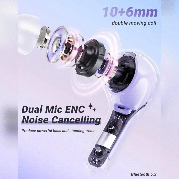 Buy Ultrapods Pro True Wireless Earbuds with transparent design, Bluetooth 5.3, waterproof build, and LED battery display. Perfect for sports, music, and travel.