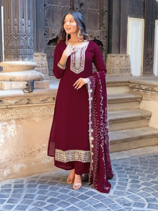 Vichitra silk saree, embroidered silk saree, sequence coding embroidery saree, party wear saree, festive silk saree, wedding silk saree, designer Vichitra silk, ethnic silk saree for women, premium silk saree online, saree for festivals