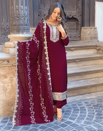 Vichitra silk saree, embroidered silk saree, sequence coding embroidery saree, party wear saree, festive silk saree, wedding silk saree, designer Vichitra silk, ethnic silk saree for women, premium silk saree online, saree for festivals