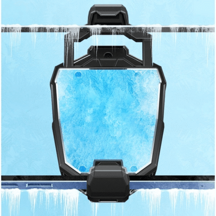 High-performance mobile phone cooling fan with futuristic LED blue lighting, designed for gaming phones and heat dissipation