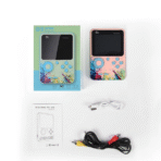 Classic retro gaming device with colorful screen