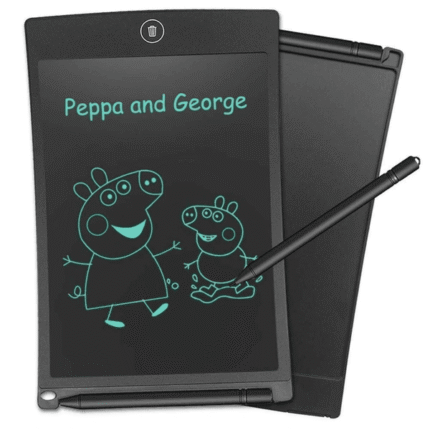 LCD writing tablet with stylus for kids and adults, featuring a green digital sketch of an eagle on a black screen, ideal for drawing, note-taking, and learning