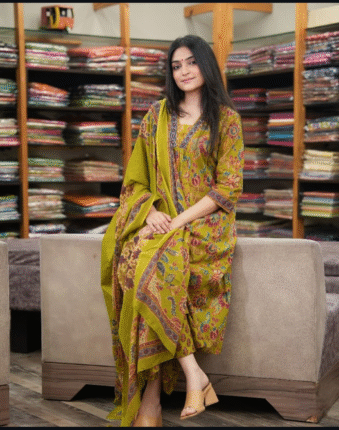 A-Line Pant Set, floral print pant set, summer outfit, women's casual wear, stylish pant set, pant set with dupatta, breathable fabric, summer fashion, side pocket pant, floral print outfit.