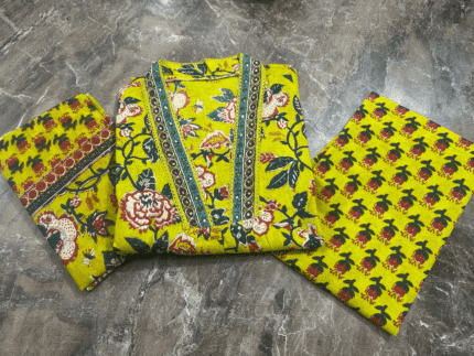 A-Line Pant Set, floral print pant set, summer outfit, women's casual wear, stylish pant set, pant set with dupatta, breathable fabric, summer fashion, side pocket pant, floral print outfit.