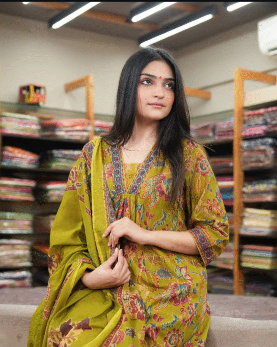 A-Line Pant Set, floral print pant set, summer outfit, women's casual wear, stylish pant set, pant set with dupatta, breathable fabric, summer fashion, side pocket pant, floral print outfit.