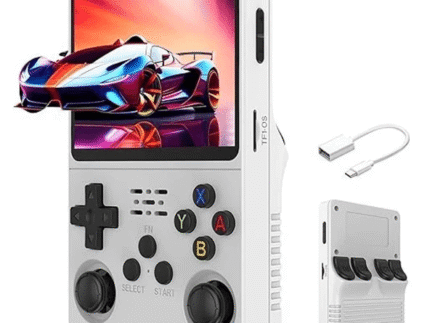 retro game console, handheld emulator console, R36S game console, portable retro gaming, 64GB game console, 15000+ games handheld, retro gaming system, IPS screen handheld console, classic game console.
