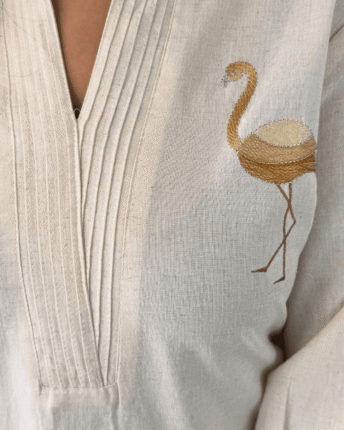 cotton slub kurta for women, embroidered kurta, sawn embroidery kurti, breathable ethnic wear, soft cotton kurta, casual office kurta, summer kurta for ladies, traditional Indian wear, women's ethnic fashion, daily wear kurti