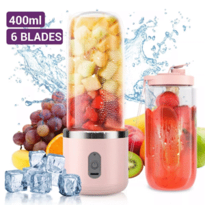 Portable Blender - Six-Blade Juicer Cup with Silicone Handle for Home, Travel, and Sports.