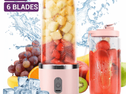Portable Blender - Six-Blade Juicer Cup with Silicone Handle for Home, Travel, and Sports.