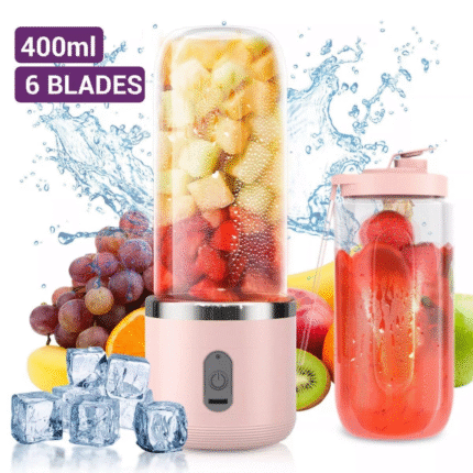 Portable Blender - Six-Blade Juicer Cup with Silicone Handle for Home, Travel, and Sports.