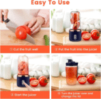 Portable Blender - Six-Blade Juicer Cup with Silicone Handle for Home, Travel, and Sports.