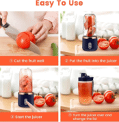 Portable Blender - Six-Blade Juicer Cup with Silicone Handle for Home, Travel, and Sports.