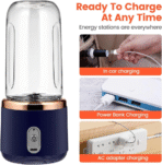 Portable Blender - Six-Blade Juicer Cup with Silicone Handle for Home, Travel, and Sports.