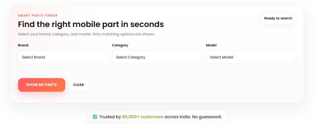 Mobile parts finder